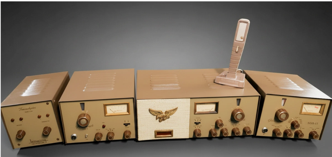 Vintage Browning Golden Eagle radio setup
