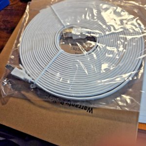 25' White FLAT CAT 8 40gps 2000Mhz cable w/ reinforced RJ45 Connectors