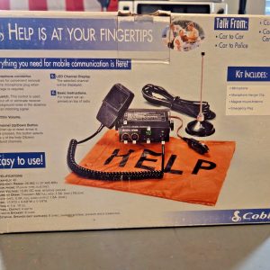 COBRA 10 SOS COMPACT HELP RADIO WITH MOBILE MAGNET MOUNT ANTENNA, DC CORD, MIC