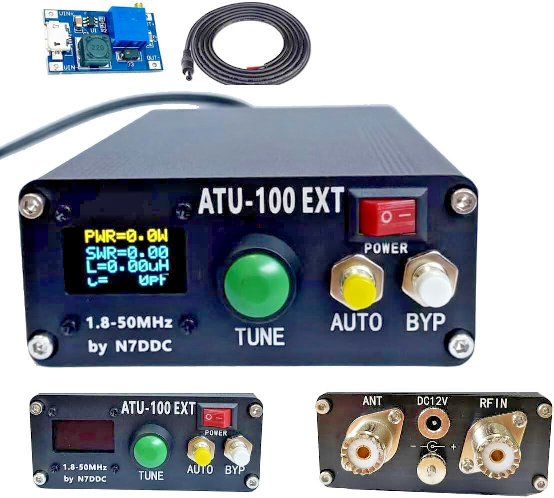 ATU-100 EXT Antenna Tuner 1.8-50MHz atu100 by N7DDC 7x7 0.96 Inch OLED