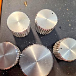 NICE SET OF SILVER KNOBS (LARGE) FOR J.C. PENNEY PINTO 23 BASE STATION CB RADIO